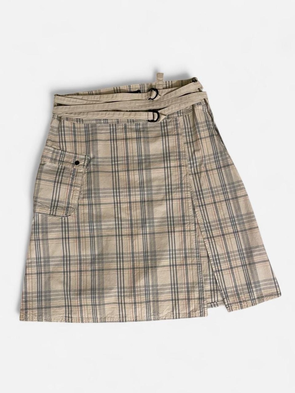 Jaded London Beige Plaid Skirt with Belt